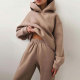 Long Sleeve Solid Hooded Two Piece Pants Set GRST-21660