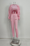 Solid Color Hooded Sweatshirt Sport 2 Piece Set GRST-8864