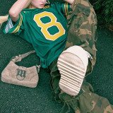 Letter Print Loose Sports T Shirt YWXS-HGMET18535