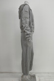 Solid Color Hooded Sweatshirt Sport 2 Piece Set GRST-8864