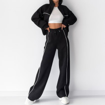 Fashon Loose Tie Up Sweatshirt Pant Suit GRST-28696