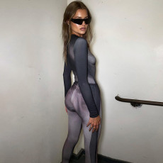 Print Long Sleeve Bodysuit Two Piece Pants Set BLG-S2910118A-1