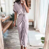 Plus Size Print Short Sleeve Shirt Dress GRST-8207-21507