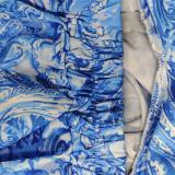 Plus Size Wrap Chest Print V Neck Split Maxi Dress GRST-24317