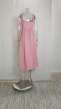 Plus Size Solid Color Sling Big Swing Maxi Dress GRST-24330