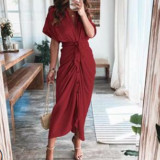 Plus Size Print Short Sleeve Shirt Dress GRST-8207-21507