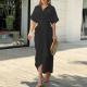 Plus Size Lapel Neck Print Shirt Dress GRST-8651-22037