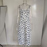 Plus Size Print Sling Split Maxi Dress GRST-1312