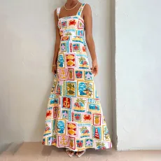 Plus Size Print Sling Sleeveless Maxi Dress GRST-24644