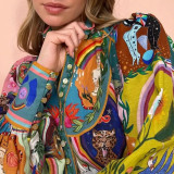 Plus Size Print Ruffles Long Sleeve Mini Dress GRST-25278