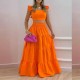 Plus Size Solid Color Tops Big Swing Skirt Two Piece Set GRST-8114