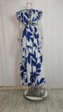 Plus Size Print Hollow Out Maxi Dress GRST-23881