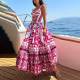 Plus Size Print Sleeveless Sling Maxi Dress GRST-25058