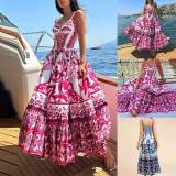 Plus Size Print Sleeveless Sling Maxi Dress GRST-25058