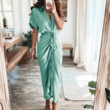 Plus Size Print Short Sleeve Shirt Dress GRST-8207-21507