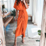 Plus Size Print Short Sleeve Shirt Dress GRST-8207-21507
