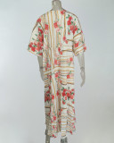 Plus Size Fashion Print Loose Tie Up Maxi Dress GRST-21383