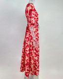 Plus Size Fashion Print Loose Tie Up Maxi Dress GRST-21383
