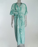 Plus Size Fashion Print Loose Tie Up Maxi Dress GRST-21383