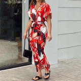 Plus Size Lapel Neck Print Shirt Dress GRST-8651-22037