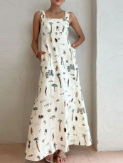 Plus Size Sleeveless Print Tie Up Maxi Dress GRST-25105