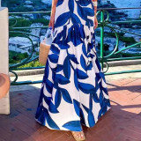 Plus Size Print Hollow Out Maxi Dress GRST-23881
