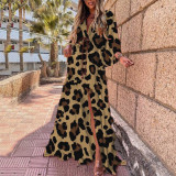 Plus Size Fashion Print Loose Tie Up Maxi Dress GRST-21383