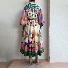 Plus Size Print Long Sleeve Maxi Dress GRST-24761