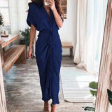 Plus Size Print Short Sleeve Shirt Dress GRST-8207-21507