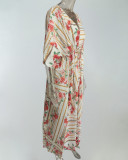 Plus Size Fashion Print Loose Tie Up Maxi Dress GRST-21383