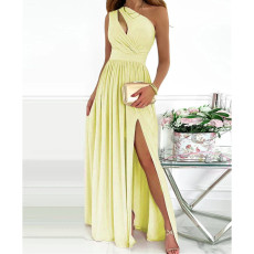 Plus Size Sexy Slash Shoulder Split Maxi Dress GRST-21703