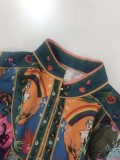 Plus Size Print Ruffles Long Sleeve Mini Dress GRST-25278