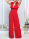 Plus Size V Neck  Sleeveless Solid Jumpsuit GCZF-8580