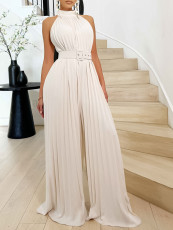 Plus Size Solid Color Sleeveless Wide Leg Jumpsuit GCZF-8588