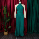 Plus Size Solid Color Sleeveless Wide Leg Jumpsuit GCZF-8588