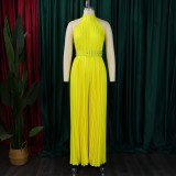 Plus Size Solid Color Sleeveless Wide Leg Jumpsuit GCZF-8588
