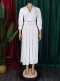 Plus Size V Neck Pleated Maxi Dress GCZF-8587