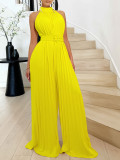 Plus Size Solid Color Sleeveless Wide Leg Jumpsuit GCZF-8588