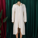 Plus Size Long Sleeve Irregular Shirt Dress GCZF-8581