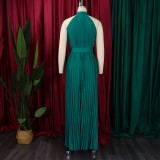 Plus Size Solid Color Sleeveless Wide Leg Jumpsuit GCZF-8588