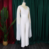 Plus Size V-neck Top Wide Leg Pants 2 Piece Set GCZF-8561