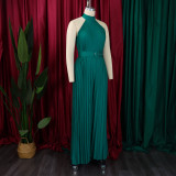 Plus Size Solid Color Sleeveless Wide Leg Jumpsuit GCZF-8588