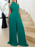 Plus Size Solid Color Sleeveless Wide Leg Jumpsuit GCZF-8588