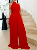 Plus Size Solid Color Sleeveless Wide Leg Jumpsuit GCZF-8588