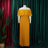 Plus Size Solid Color Off Shoulder Long Dress GCZF-8594