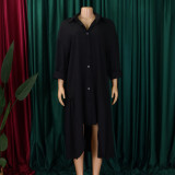Plus Size Long Sleeve Irregular Shirt Dress GCZF-8581