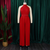 Plus Size Solid Color Sleeveless Wide Leg Jumpsuit GCZF-8588