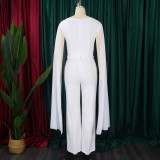 Plus Size V-neck Top Wide Leg Pants 2 Piece Set GCZF-8561