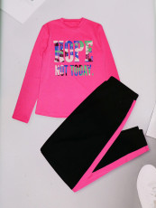 Print Long Sleeve T Shirt Two Piece Pants Set SH-391292