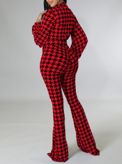 Plus Size Print Bubble Sleeve Tie Jumpsuit GCZF-8559